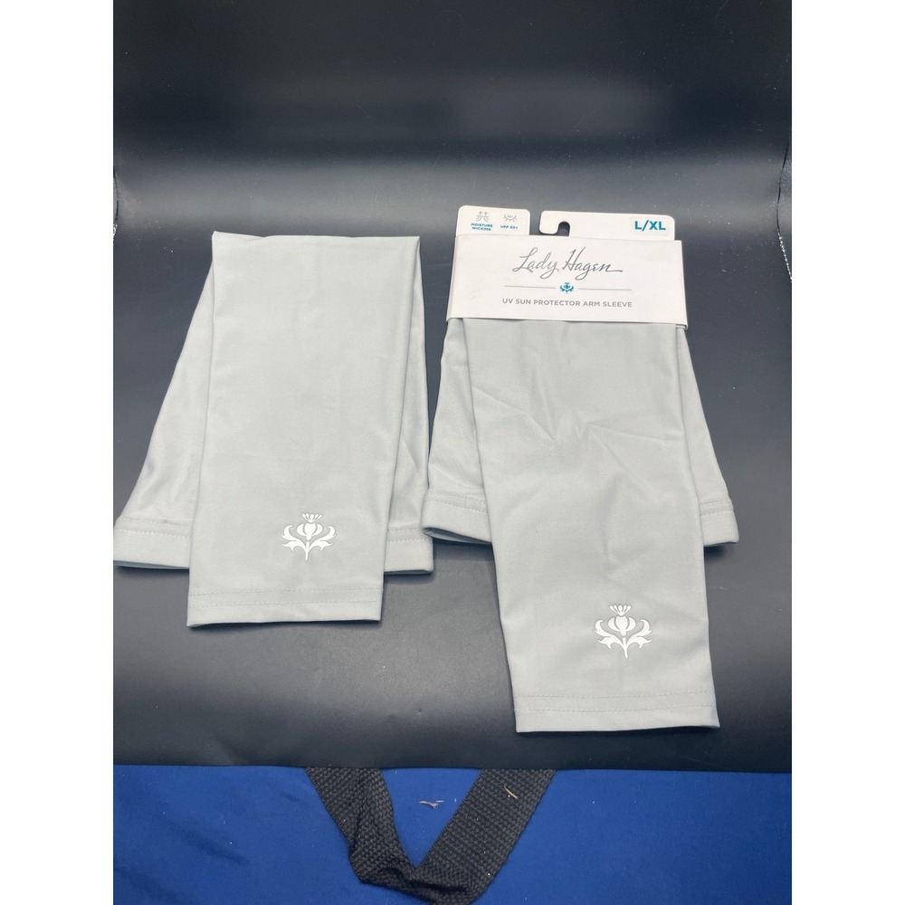 Lady Hagen UV Sun Protector Arm Sleeves Light Gray UPF 50+ Moisture Wicking L/XL